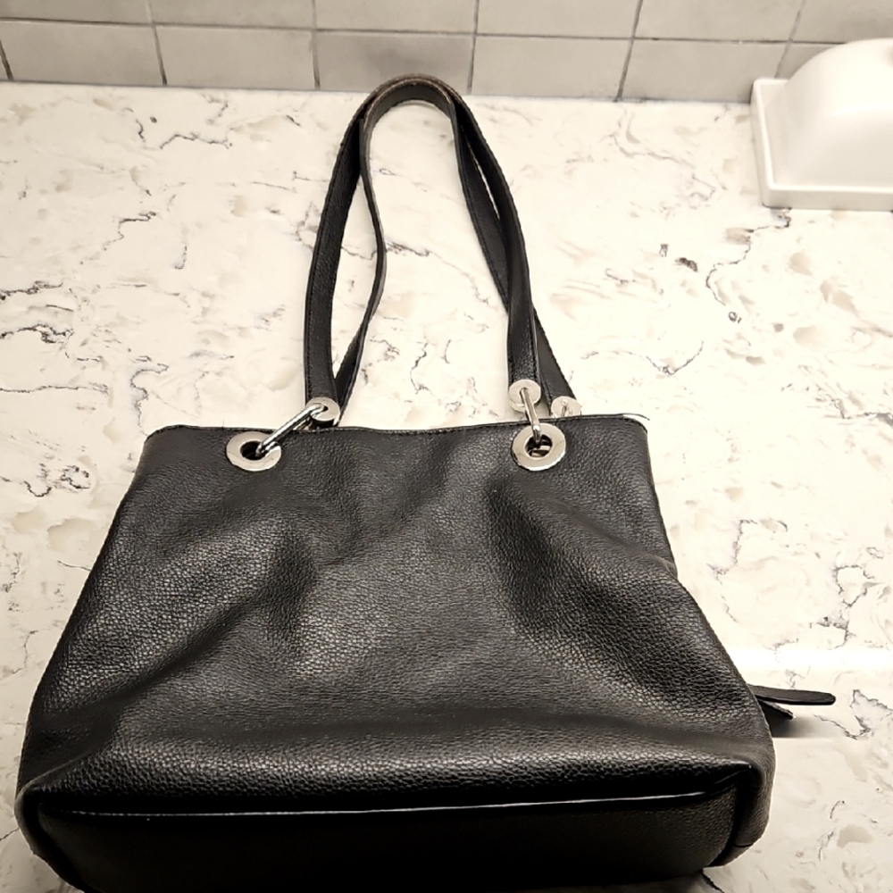 Kate & Alex Black Vegan Leather Italian Purse Bag Tote